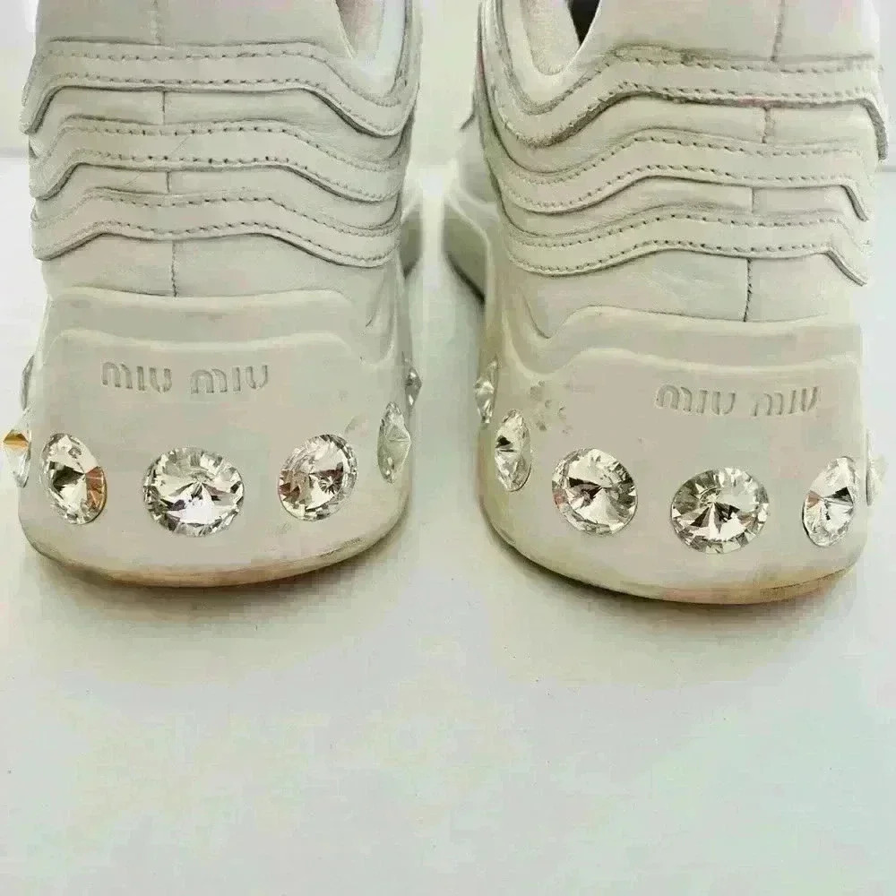 Miu Miu Crystal-Embellished Chunky Sneakers - Picture 8 of 9